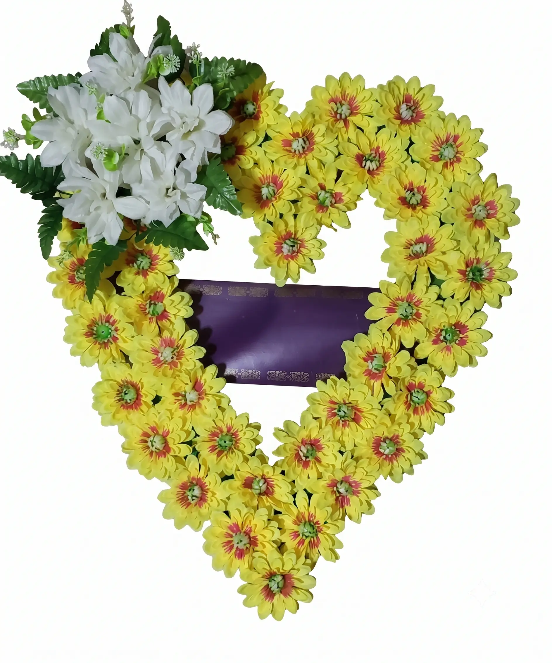 Corazón Grande Amarillo con Blanco